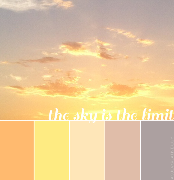 A pastel, sunset--sky-inspired color palette | orange, yellow, pink, purple
