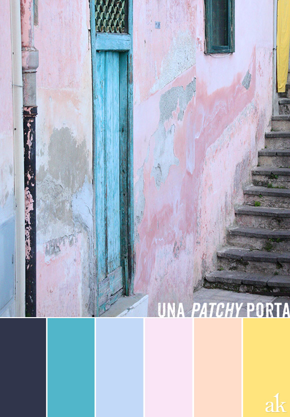 a door-inspired color palette // navy, teal, light blue, pink, peach, yellow // Amalfi, Italy by Akula Kreative