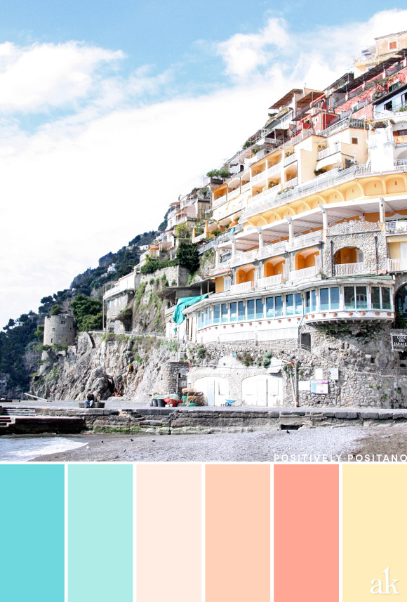 a Positano-inspired color palette // summer pastels of aqua, peach, and yellow