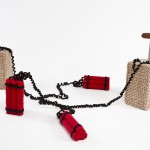 Dynamite Crocheted yarn with cardboard, wood and fabric (Photo: Caroline Voagen Nelson)