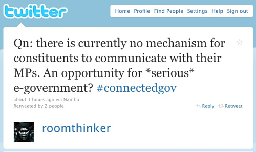 Roomthinker says there is currently no mechanism for residents to communicate with their governments