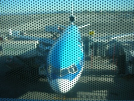 The Plane to Amsterdam, through a windowshade