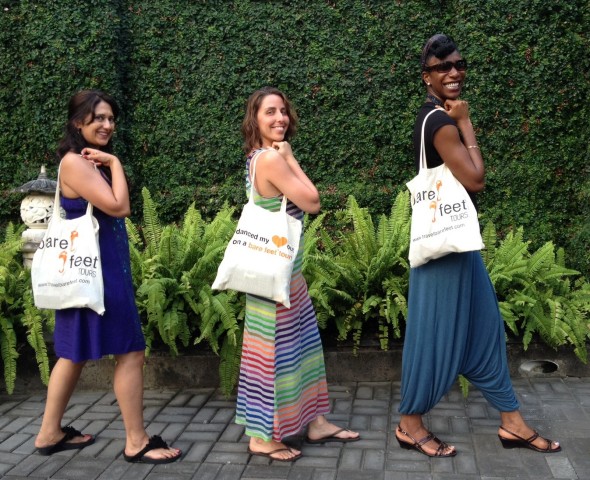 Ritu, Celine, and Dee Dee (our Bare Feet™ Tour travelers) making their way to the silver market.