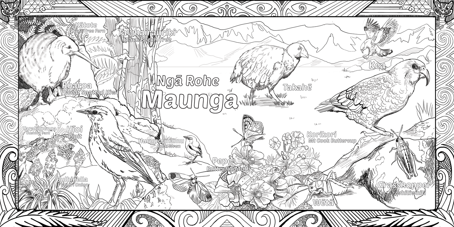 Gibbs Maunga — Ngā Poster- (The Block Rebecca Illustration Mountains) rohe