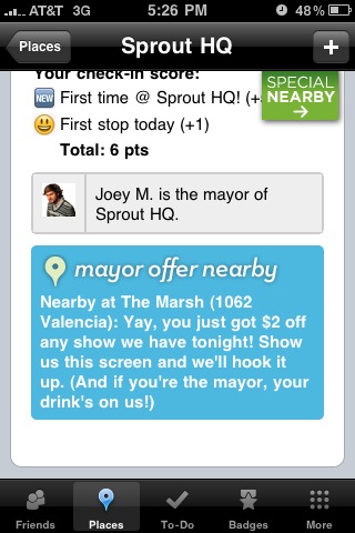 foursquare mayor offer