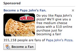 papa johns facebook fan page