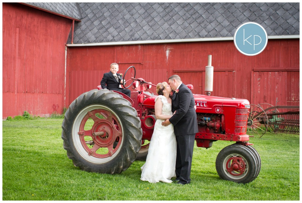 farm tracker with bride and groom, ringbearer with tracker
