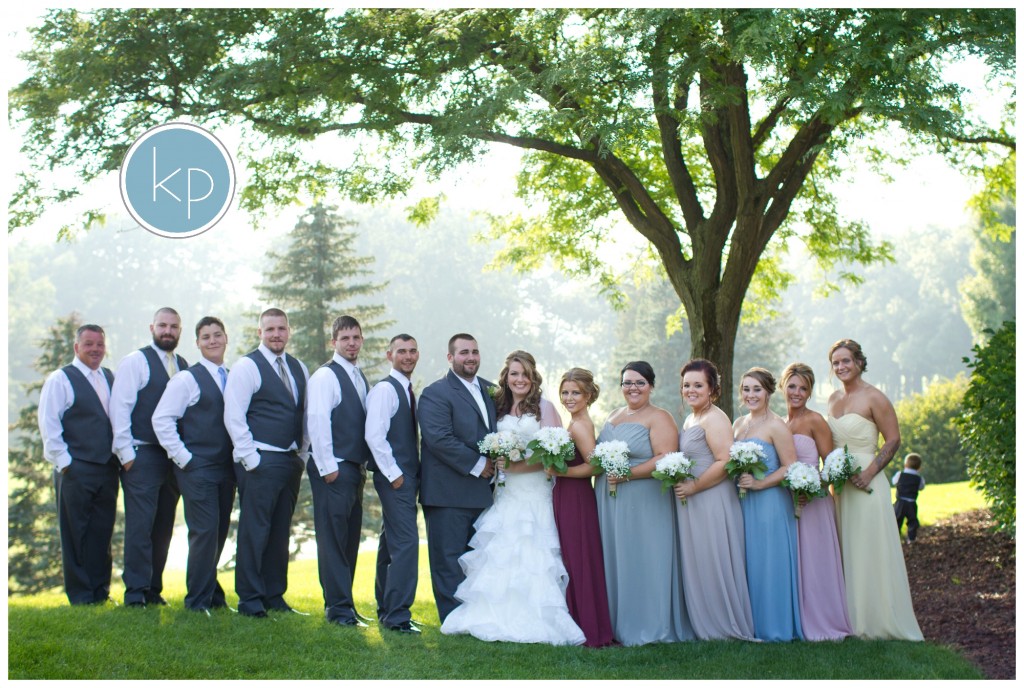 bridal party that has all different color dresses