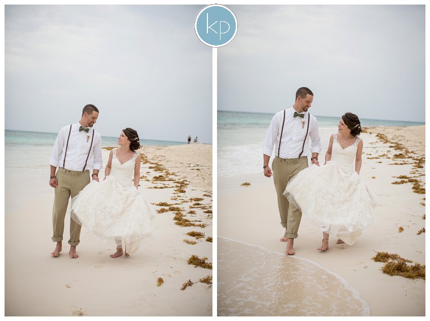 walking on the beach as husband and wife