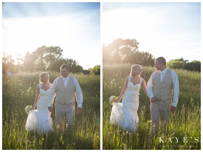 sunset pictures with bride and groom
