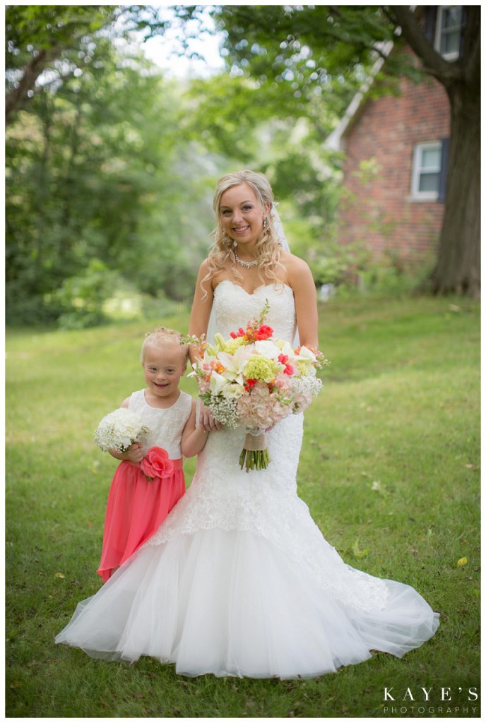 bride with flowergirl