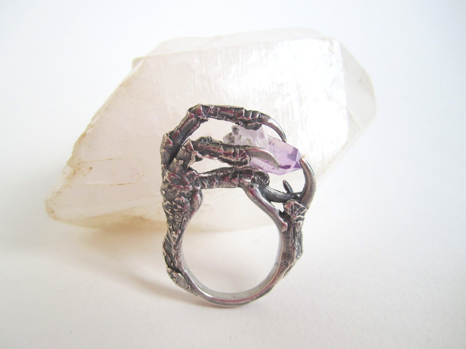 Amethyst Brass Claw Ring One of a Kind