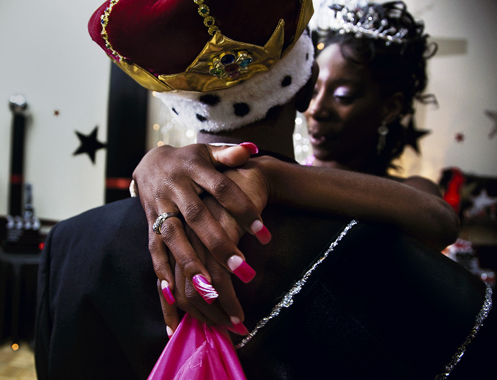 Niesha Bell and Khiry Wright, Prom Queen and King, Have Their First Dance at the Black Prom, Vidalia GA May 2, 2009