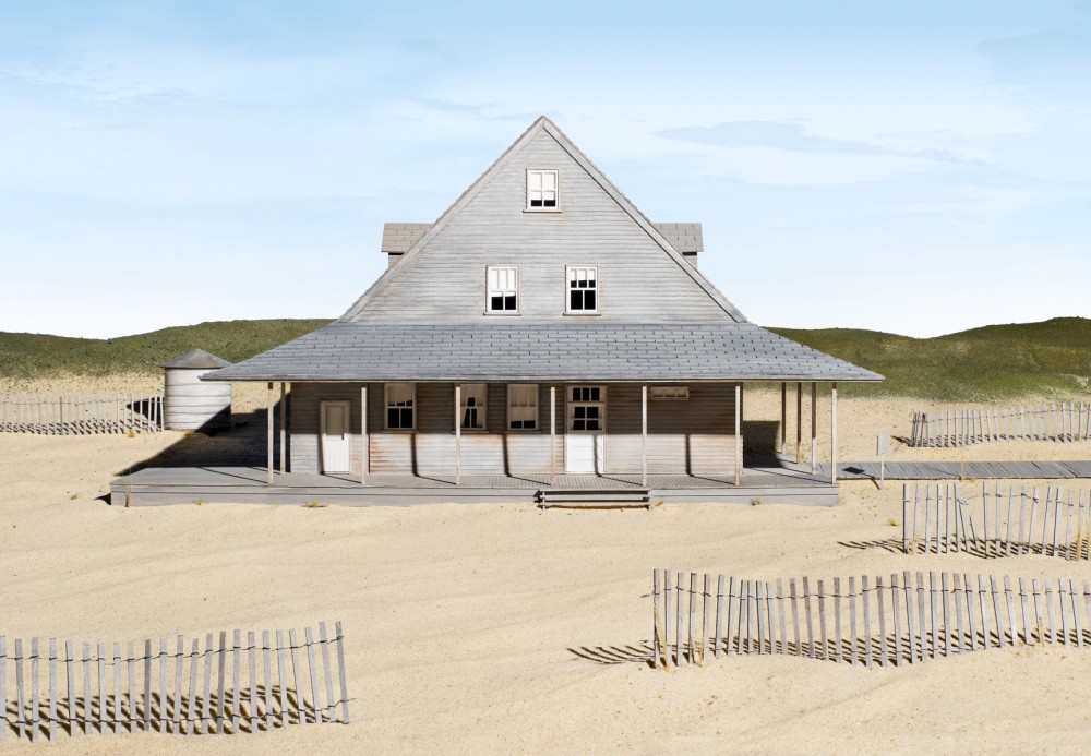 JAMES CASEBERE Caffey's Inlet Lifesaving Station (Dare County, NC), 2013 framed fine art pigment print paper: 45 7/8 x 66 3/4 inches (116.5 x 169.5 cm) framed: 48 1/2 x 69 3/8 x 2 1/4 inches (123.2 x 176.2 x 5.7 cm) edition of 5 with 2 APs  © James Casebere Courtesy: Sean Kelly, New York