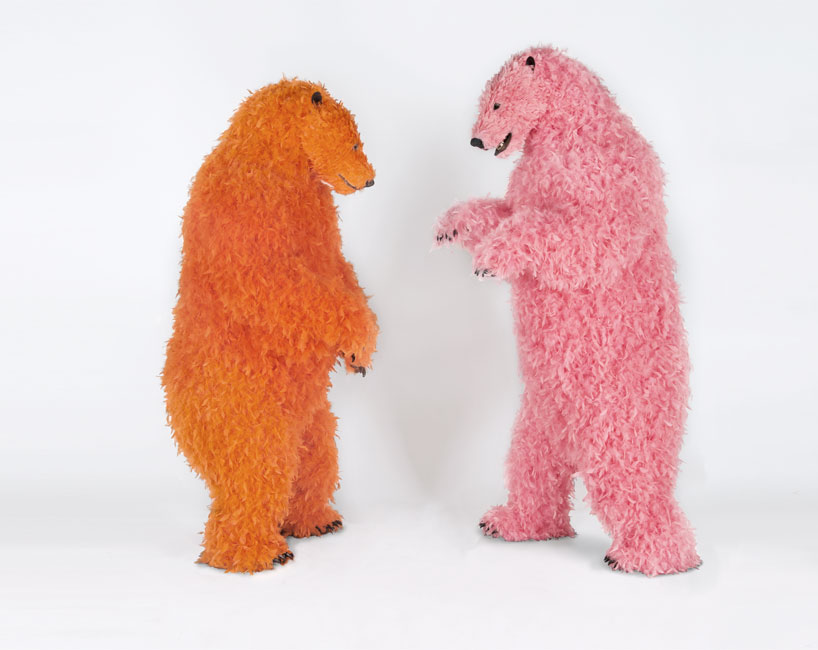 paola-pivis-colorfully-feathered-bears-inhabit-galerie-perrotin-designboom_06