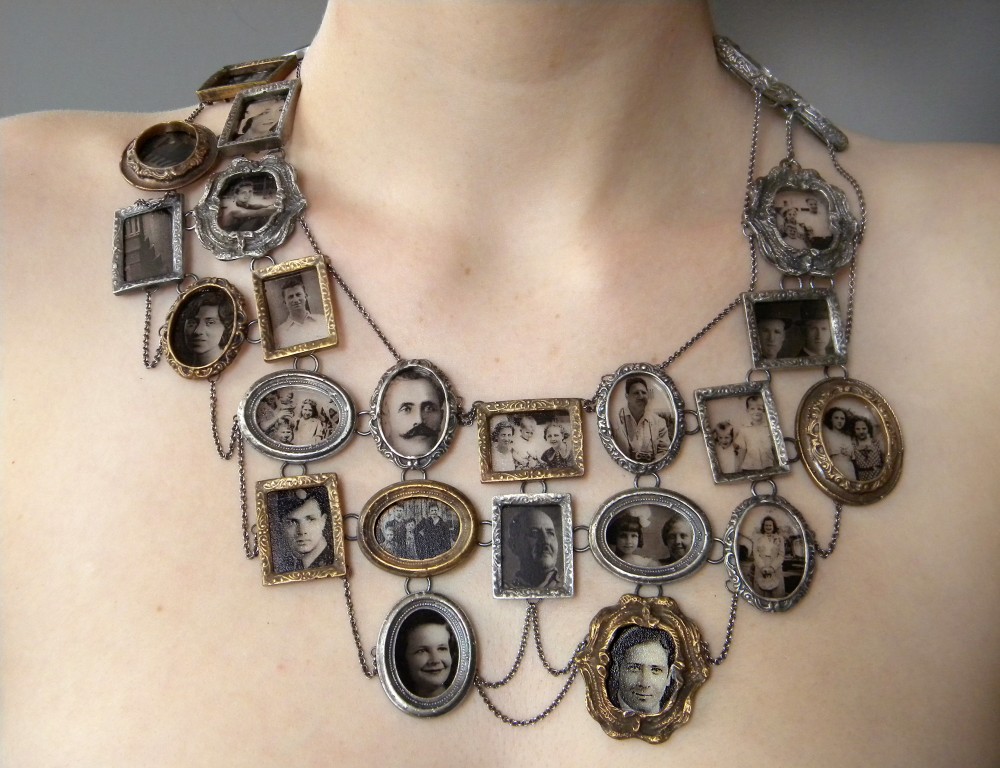 I Am Who They Were (neckpiece), 2011 Image dimensions: 3316px  x  2550px Ashley Gilreath Decal photographs, sterling silver, bronze, optical glass 