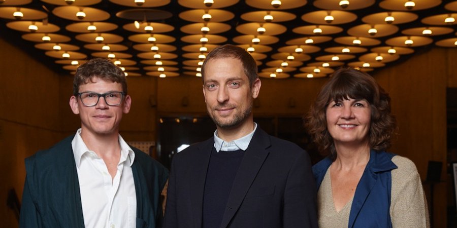 2014 Whitney Biennial curators Anthony Elms, Stuart Comer, and Michelle Grabner. (Photo by Filip Wolak)