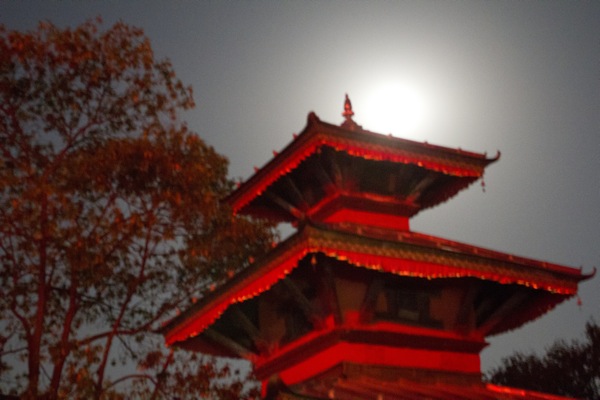 temple and moon