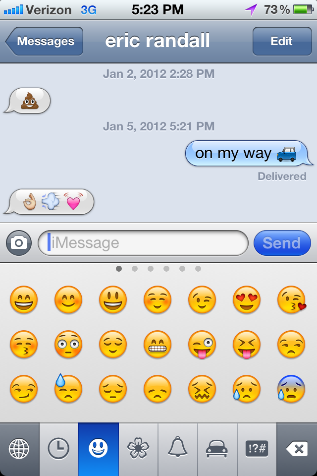 Emoji image texts with iPhone. Picture keyboard