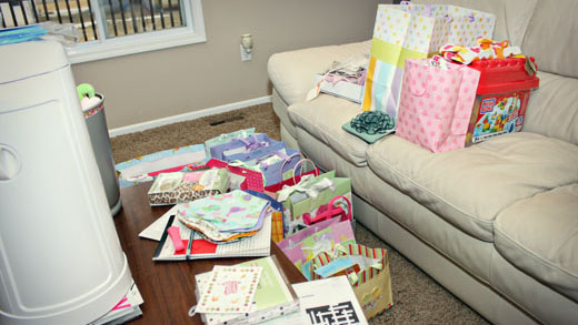 baby shower gifts opened