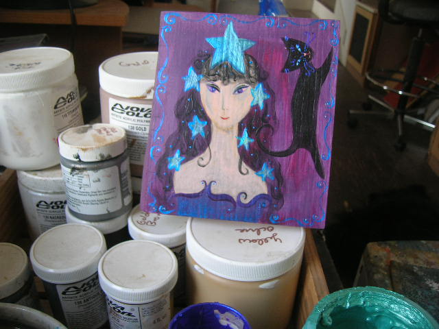 Star Goddess painting in progress by Kathy Crabbe