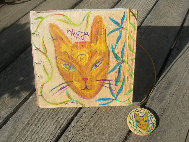Karma Cat & Necklace by Kathy Crabbe