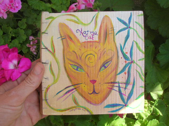 Karma Cat painting by Kathy Crabbe
