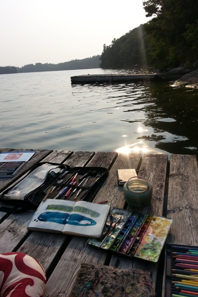painting abstracts at the cottage 2015
