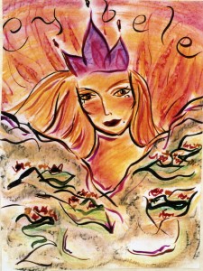 Leo Goddess - Cybele. Watercolor on board, 24 x 30 inches. © 2010 by  Kathy Crabbe