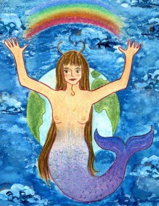 Capricorn Goddess. Watercolor on board, 8 x 10 inches © 2010 by Kathy Crabbe. 