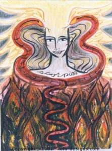 Scorpio Goddess, 16 x 20 inches, watercolor on board, 2000.