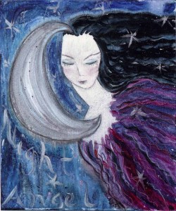 Night Angel. Acrylic and ink on wood panel, 8 x 10 inches. © 2012 by Kathy Crabbe