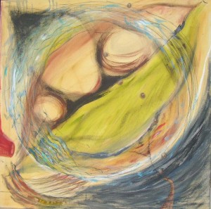 Kathy Crabbe, Take me to your playground, 2012, acrylic and charcoal on canvas, 48 x 48”.