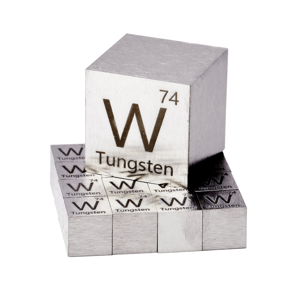 Tungsten and Aluminum 1.5" Cube Set with Periodic Engraving 