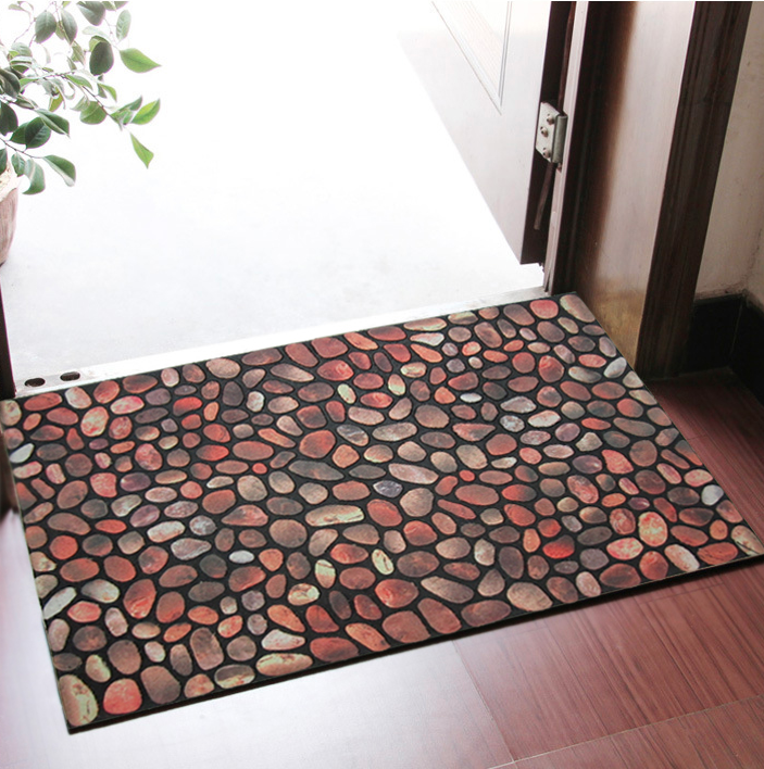 Elegant Tile Mat Barrier Doormat Eco-Friendly Scrape&Non-Slip Halfmoon Red-Edge