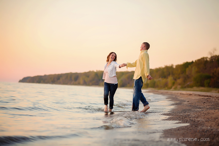 Apple blossom engagement photography at sunset