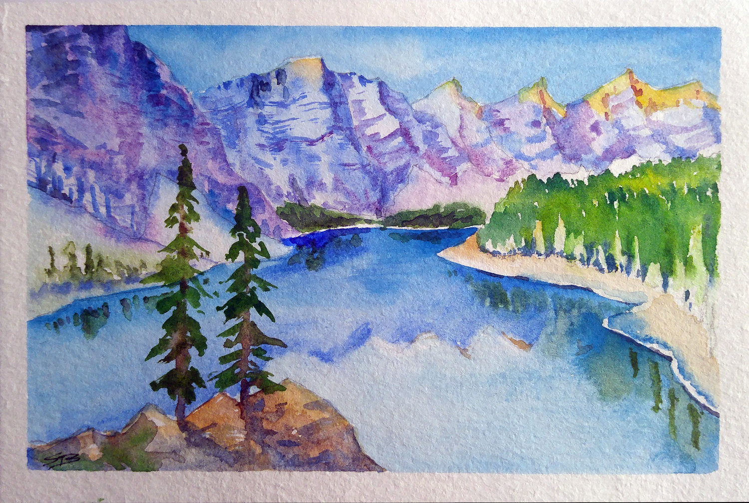 Lively Mountain Landscape with Gouache + Watercolor Ink Tutorial 