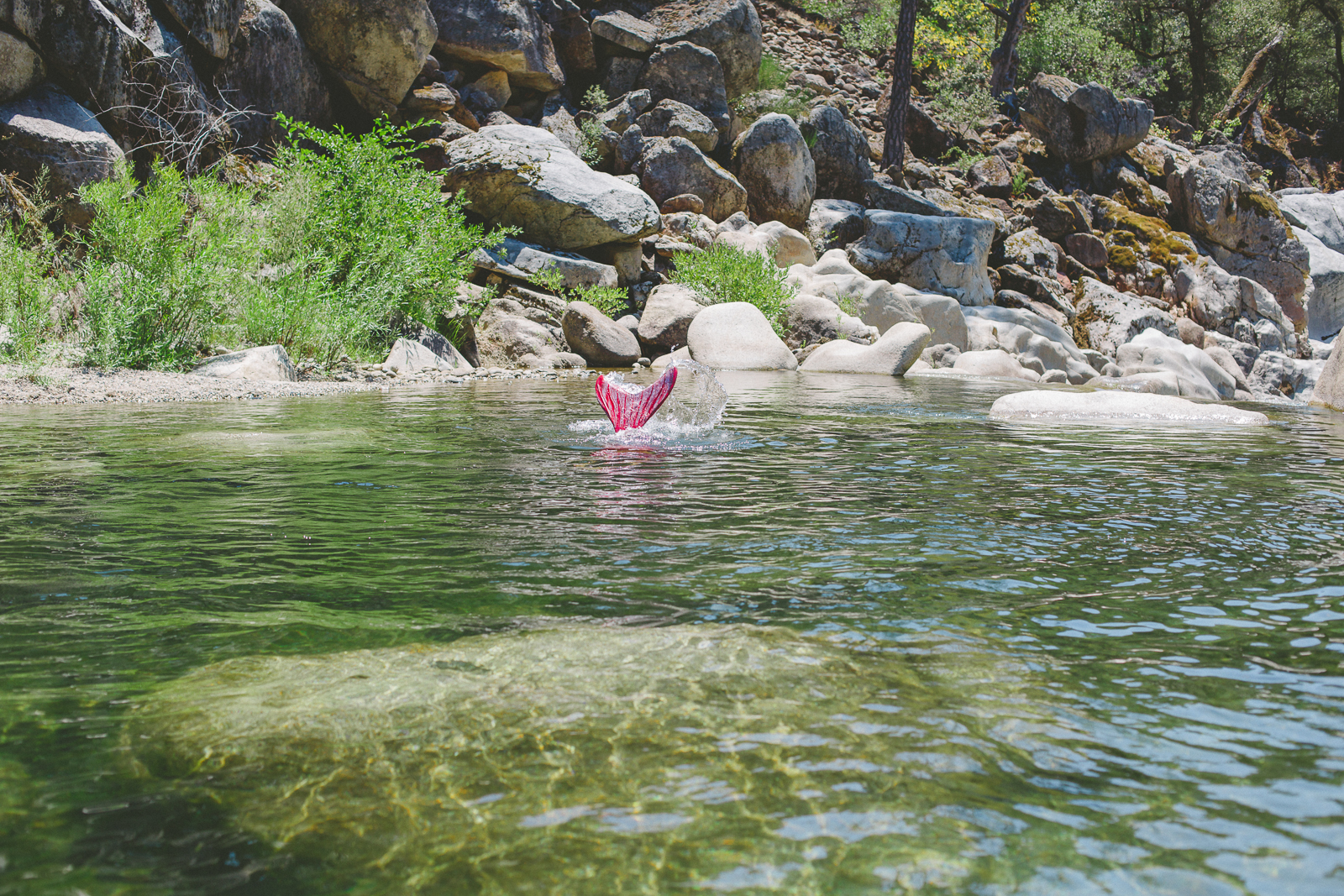 Mermaid flipping her tail in the Yuba River
