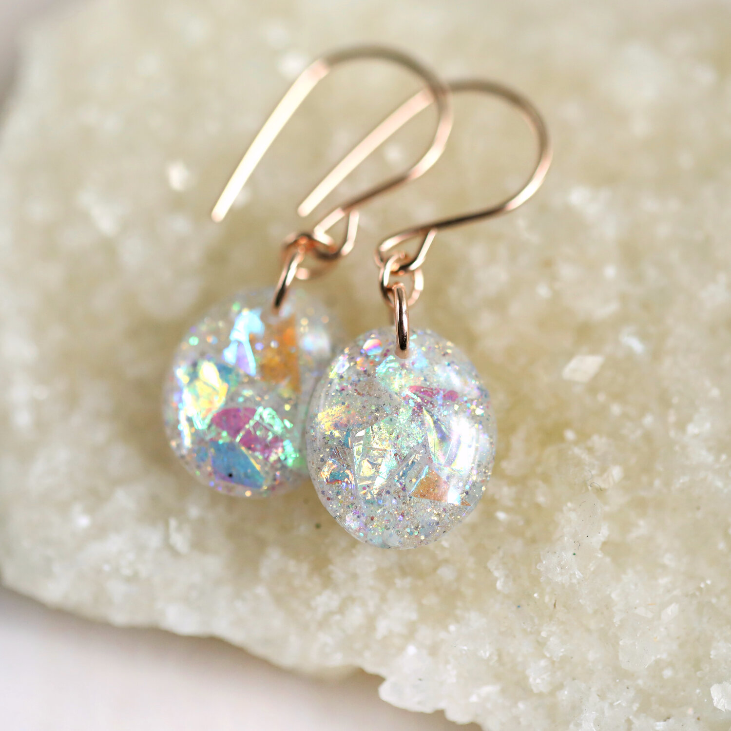 Opal Iridescent Glitter Butterfly Earrings