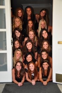The greatest number of sorority girls you can find in one doorway without crossing the River Styx.