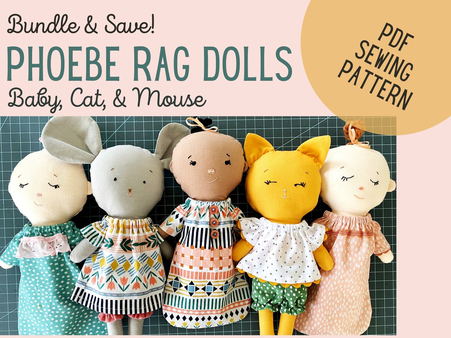 Phoebe Rag Doll Baby, Cat & Mouse || PDF Sewing Pattern Bundle — Pin, Cut,  Sew Studio