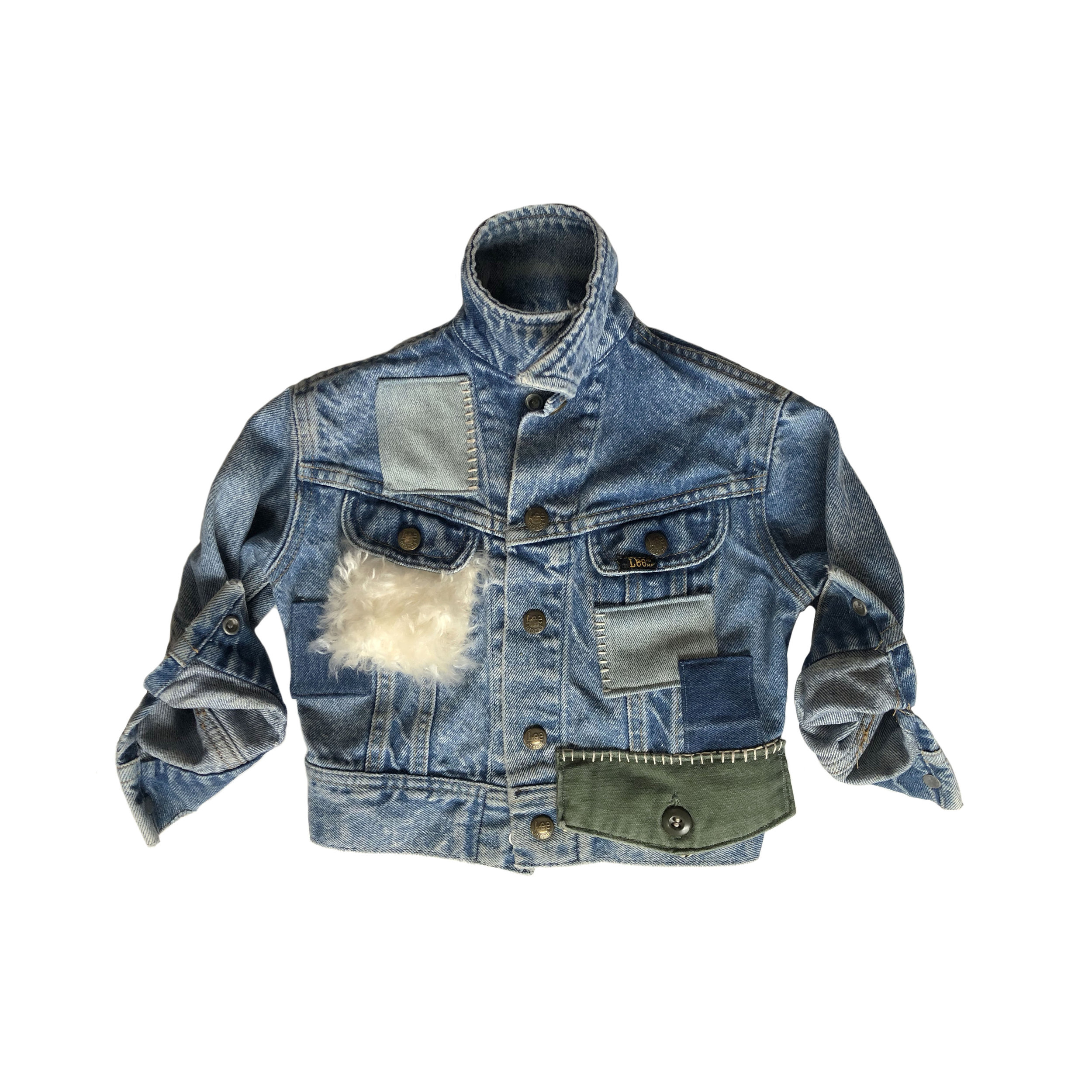 patchwork denim trucker jacket
