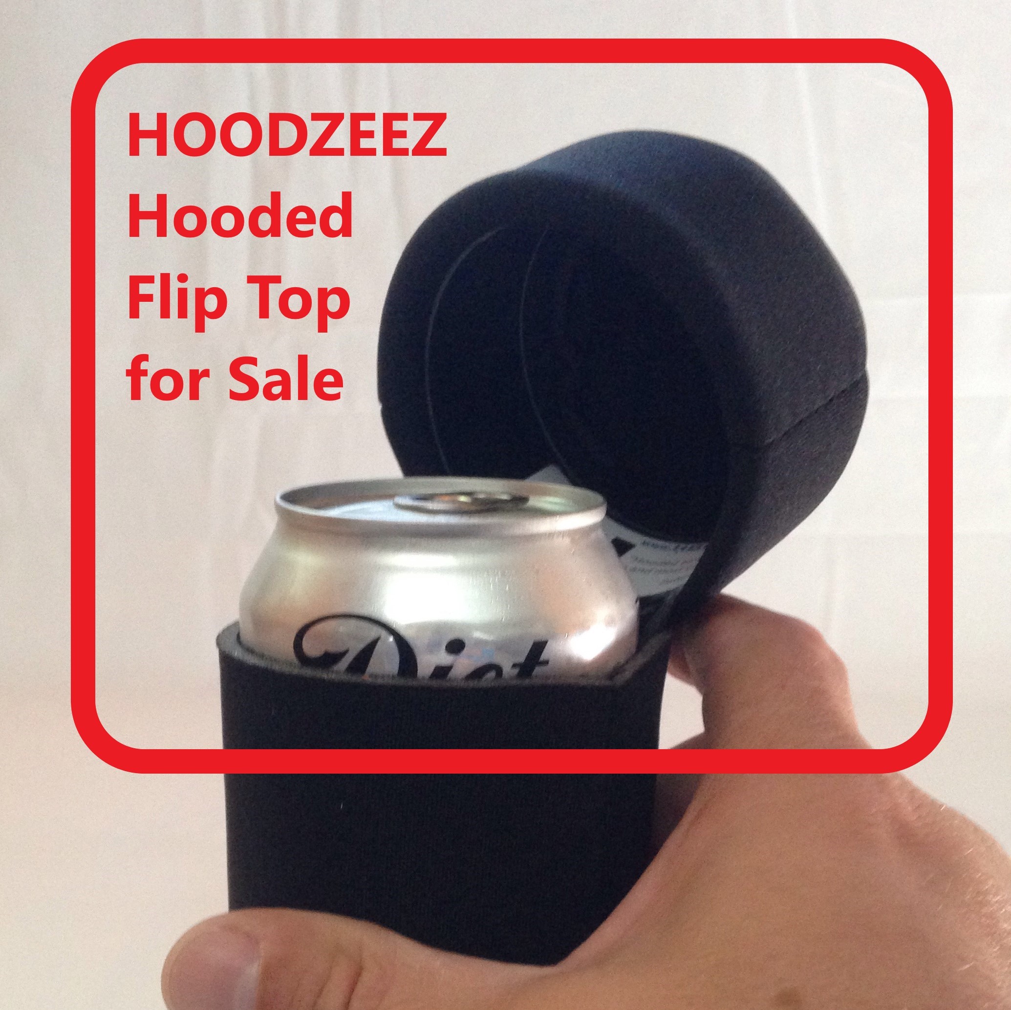 HOODZEEZ Hooded Can Cooler with easy open stein like lid top Red 