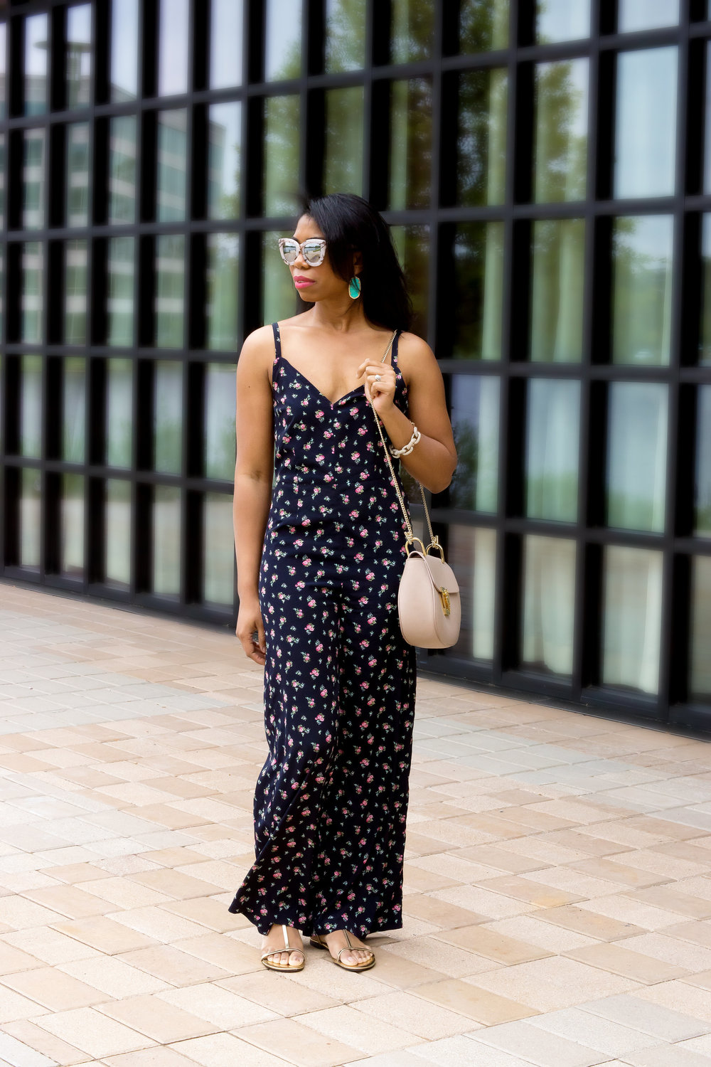 spring summer style floral jumpsuit under $100 chloe handbag stephanie taylor jackson best black fashion bloggers