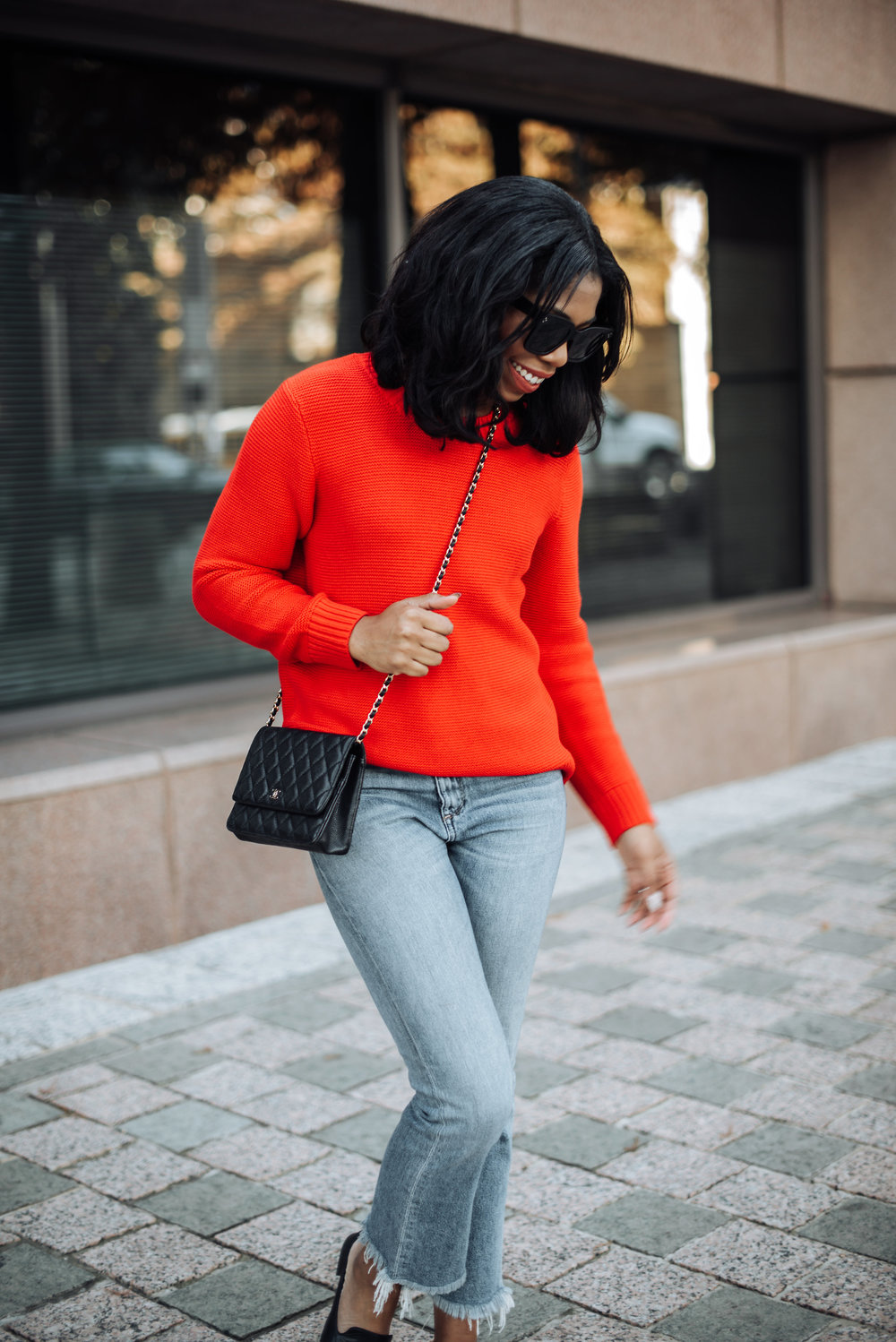 casual fashion red sweater j. crew dallas blogger stephanie taylor jackson