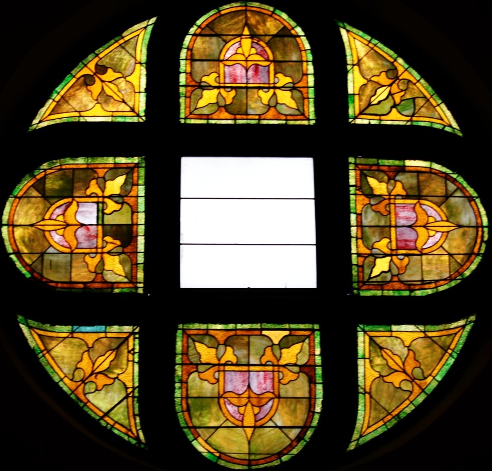 a closer look at the gorgeous stained glass window 