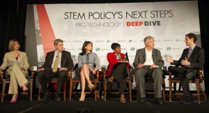 From left: POLITICO's Jessica Meyers, Co-Founder and CEO, Citizen Schools, Eric Schwarz, resident and CEO, National Alliance for Public Charter Schools Nina Rees, Secretary-Treasurer, National Education Association Becky Pringle, Deputy Director for Technology and Innovation for The White House Tom Kalil, and POLITICO's Tony Romm.