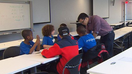 Students learn lessons in computer programming, math and science at Google through the Citizen Schools program. (WBZ-TV)