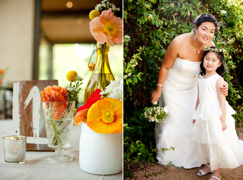 poppies, bride with flower girl, austin weddings