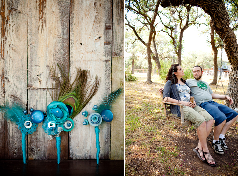 hand made boutonnieres, blue, button DIY, Austin Weddings